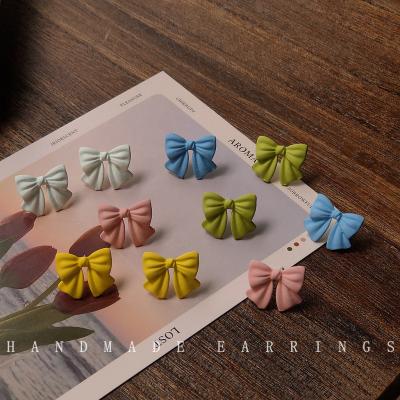 China Trendy Bow Earrings Candy Heart Girl Needle Silver Jewelry Fashion Female Japan South Korea Sweet Earrings for sale