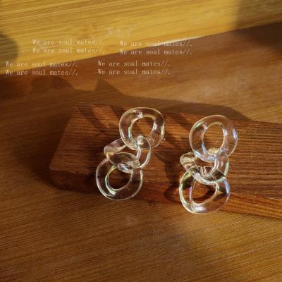 China 2021 Fashion Jewelry Korea S925 Fashion Silver Color Needle Light Transparent Acrylic Chain Earrings for sale