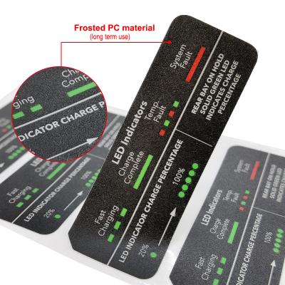 China OEM High Quality Custom Waterproof Frosted PC Material Long Range Use 3M Adhesive LED Indicators Tire Plastic Label for sale