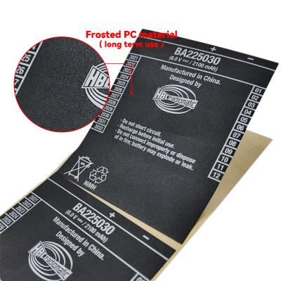 China Waterproof Custom Printed PC Long Service Time Strong Adhesive Frosted Car Battery Sticker Product Electronic Warning Labels for sale