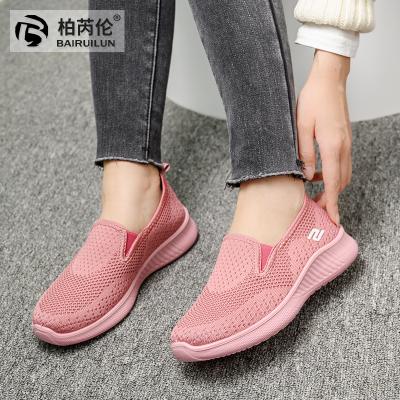 China New Lightweight Knitted Breathable Women Singles Soft Single Sneaker Shoes Lazy Women's Cloth Casual Shoes for sale