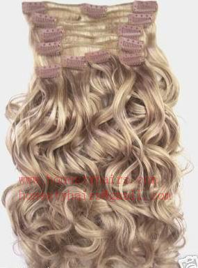 China 100% REMY hair extension, Clips in hair extension 8