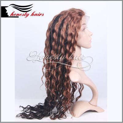 China Full lace wig, 2#30# water wave 100% remy hair, Front lace/Machined wig can be customized. for sale