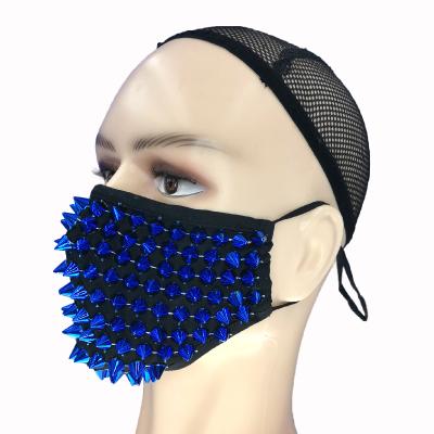 China Breathable Stylish Fashionable Blue Punk Masks Spike Face Mask Reusable Fabric Dust Proof Cotton Mouth Mask for sale