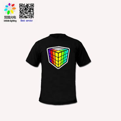 China Custom Washable EL Panel DJ Glow Flashing Light Led T Shirt For Club Night Wearing for sale