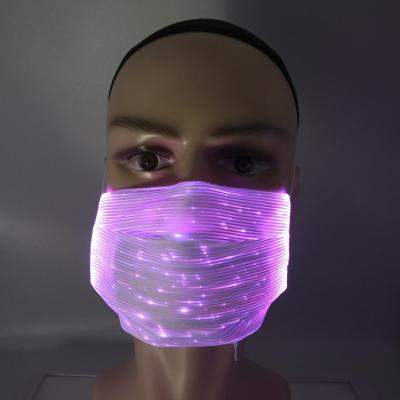 China Breathable Fiber Optic LED Face Mask Premium Luminous Color Changing Half Mask With Replaceable Filter Pocket Halloween Praise Festival Party for sale