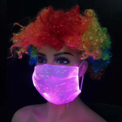 China 2020 Rechargeable Battery Muti-color Breathable Praise Mask Light Up LED Fiber Optic Luminous Face Mask For Halloween Masquerade Party for sale