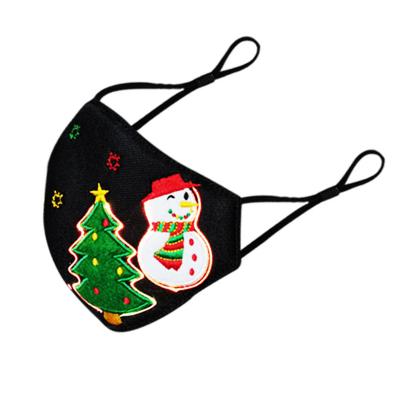 China Breathable Black Light USB Rechargeable Glowing Luminous Dust Mask Christmas Tree Snowman LED Face Mask for Xmas Party Festival for sale