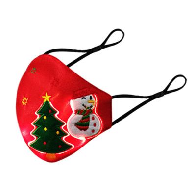 China Breathable Red Christmas Tree Snowman Glowing LED Light Up Face Mask USB Rechargeable Glowing Luminous Dust Mask For Xmas Party Festival for sale