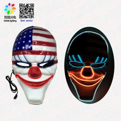 China Solid On LED EL Wire Light Up Handmade Purge Mask Halloween USA Flag Mask for sale