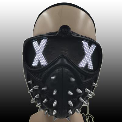 China Solid On Sale Cosplay Steampunk Factory Directly Rivet Game Watch Dogs Light Up Mask With Double X for sale