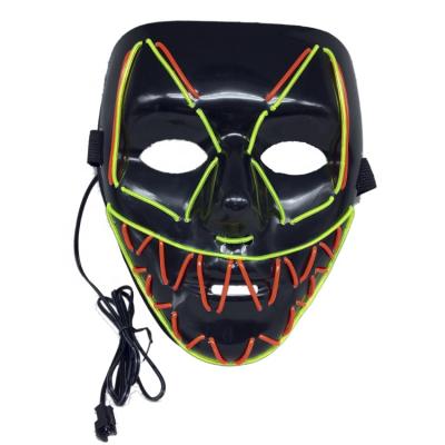 China Solid On LED Light Up Mask Spikes EL Wire Festival Equipment Purge Mask Halloween Rave Masquerade Mask Movie Prop for sale