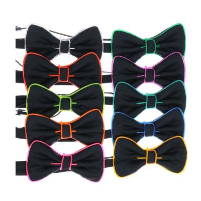 China Gift Show/Party/Promotion LED Glow Light Up Blink Hair Bow Tie Black Red Blue Silvery Birthday Party Flashing Supplies for sale