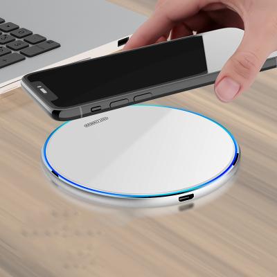 China Newest LED Indicator Innovation Round Shape Wireless Charger Crystal Upper Cover Charging Pad For All Mobile Phone for sale