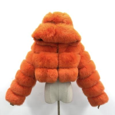 China Long Sleeve Imitation Women's Faux Fur Hooded Hooded Long Sleeve Women's Hood Jacket Short Fur Coat Zipper Winter Fox Jacket for sale