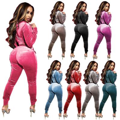 China Wholesale Sportswear Winter Women Sweatsuit Clothing Set Tracksuit Woman Suit Set Velvet Jogging Suit for sale