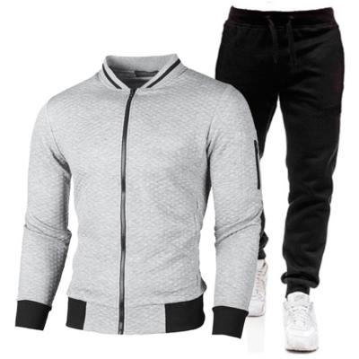 China Viable Men's Fitness Sports Fashion Casual Solid Color Plaid Suit Sweater Pants Men for sale