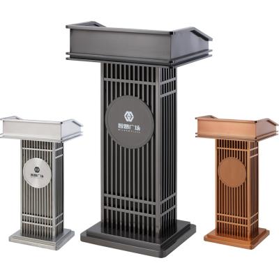 China Modern Lectern Podium for Church Wedding Event Ceremony Restaurant Public Places Silver Black White Cafe Brown Steel Gold Steel Floor Stand for sale