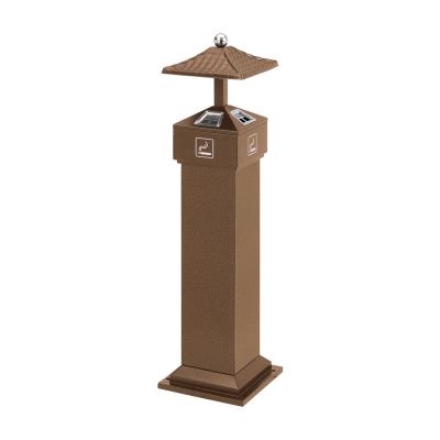 China Sustainable Modern Design Commercial Zone Outdoor Square Cigarette Disposal Stand Free Standing Smoker Pole Cigarette Receptacles for sale