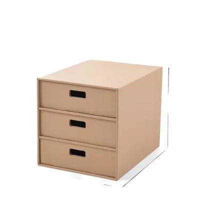 China Recyclable Kraft File Storage Rack 3 Suction Box Layers 4 Sliding Storage Drawer Packaging Box for sale