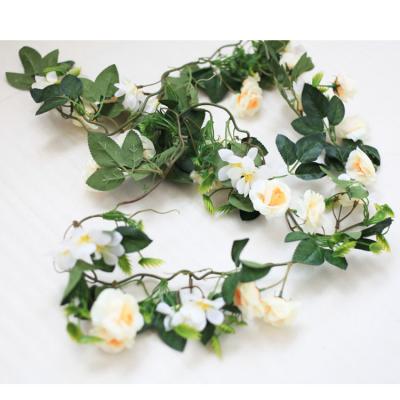 China Wedding Decoration Artificial Flowers White Magnolia Lily Flower Yulan Vines With Wire Wreath 180cm Home Outdoor Decor Supply Products for sale