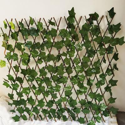 China Rustic Artificial Wall Plants Expandabl Garden Green Ivy Hedge Leaf Vine Privacy Artificial Fence Wall Screen Green for sale