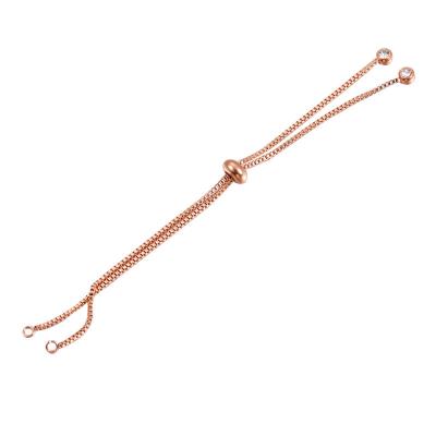 China Double Stainless Steel Rolo Chain Slide By Rubber Bead Chain Connector For Adjustable Bracelet Jewelry Making for sale