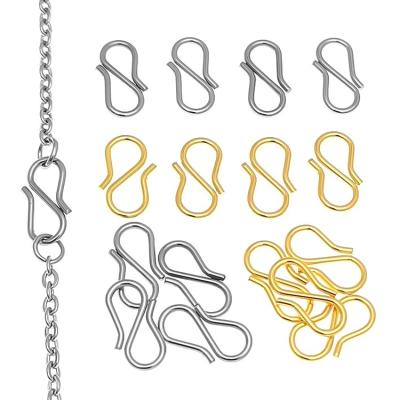 China Shaken Clasps Connectors Stainless Steel Hook Clasps Diy Connectors Jewelry Findings Lock 8 S Shape Hooks&Bracelets Stainless Steel Clasp For Necklace for sale