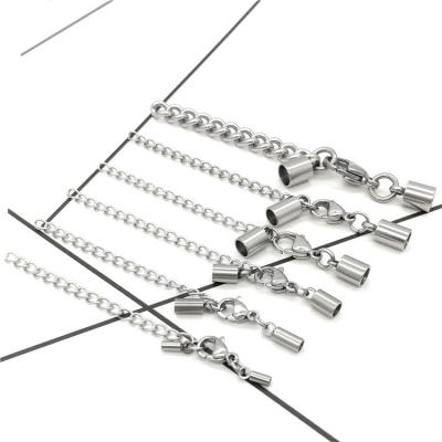 China Diy Stainless Steel Bracelet Necklace Rope Bucket Clasp Connect Head Necklace Jewelry Set Lobster Clasp With Extension Chain Setting for sale