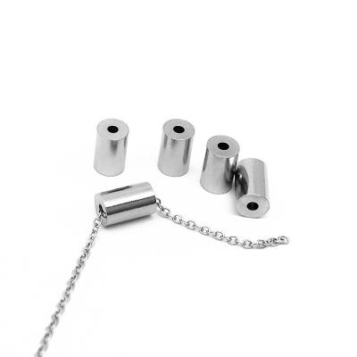 China Diy Stainless Steel Jewelry Accessories Stainless Steel Double Hole Bucket Through The Hole Finishing Buckles Flat Head Bead Buckle for sale