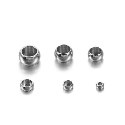 China Stainless Steel Connectors Large Hole Plug Bead Cover Loose Stainless Steel Crimp Beads For Jewelry Making for sale