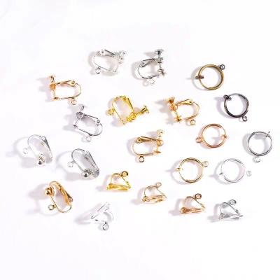 China E-Co Japan Australia friendly gold color ball 4.5mm brass material body jewelry making deliveries screw back clip on earring findings for sale