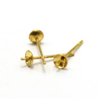 China Brass Hardware Earring Findings Main Components 4mm Bead Earring Posts For Jewelry Making Components for sale