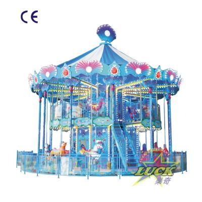 China Metal Fairground Attraction Outdoor Kids Amusement Park Equipment Luxury Amusement Carousel Horse for sale