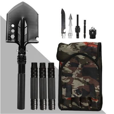 China Multifunctional And Convenient Military Compact Folding Tactical Shovel Multitool Survival Shovel Black Silver for sale