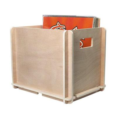 China Classic Record Holder Plywood Vinyl Record Storage Wooden Case For Albums Self Assembly Wooden Storage Box For Up To 45 Records for sale