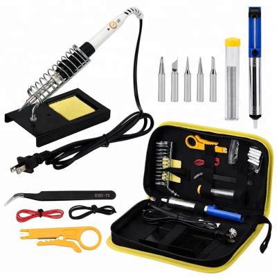 中国 Home use JCD 60w 110v USA EU plug setting and on/off switch temperature adjustable soldering iron kit 販売のため