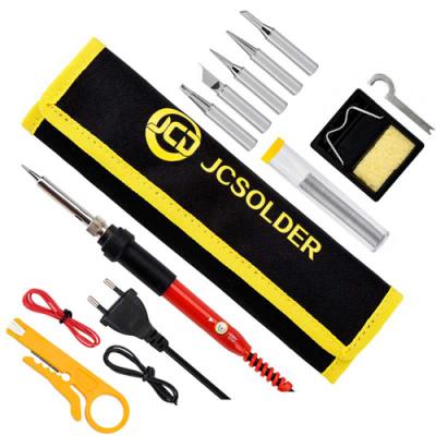 中国 Home Use JCD 220V 110V 60W Adjustable Soldering Iron Kit With Soldering Iron Tips Solder Wire And Stand 販売のため