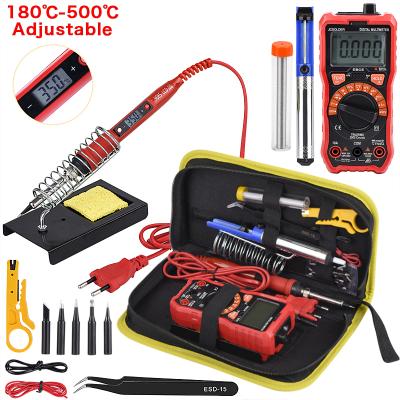 中国 Soldering Kit 80W Adjustable Temperature Home Use JCD Soldering Iron Tool Kit With Digital Multimeter 販売のため