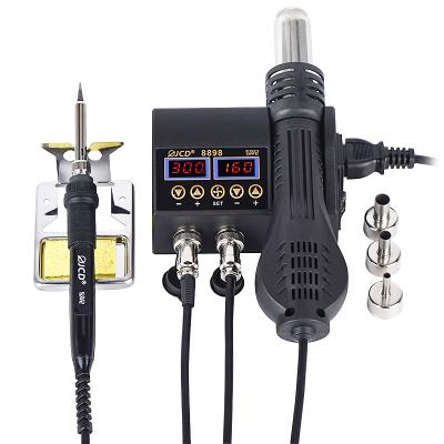 China Economical JCD 2 IN 1 of 8898 Soldering Station LED Station 750w Digital Air Gun Rework Station Hot Soldering Tools Repair Soldering Iron for sale