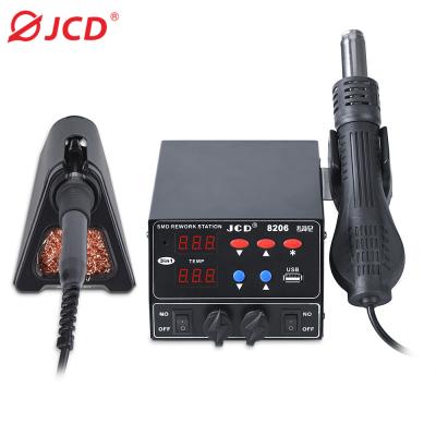 中国 Economical JCD Rework Soldering Station 3 in 1 Reference 8206 SMD Bga Hot Air Solder Rework Solder Soldering Station with Digital Display 販売のため