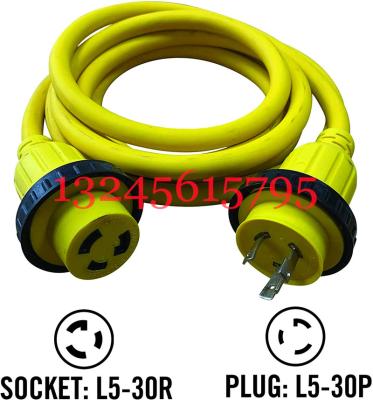 China Marine Shore Power Extension Cord Residential/Multi-Purpose for Boats, Campers, or RVs 50 Amp, 125 Volt, Yellow, L5-30P, L5-30R for sale