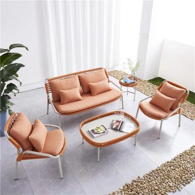 China KD save space factory price cheap sofa set with cushion comfortable rattan sofa couch for hotel for sale