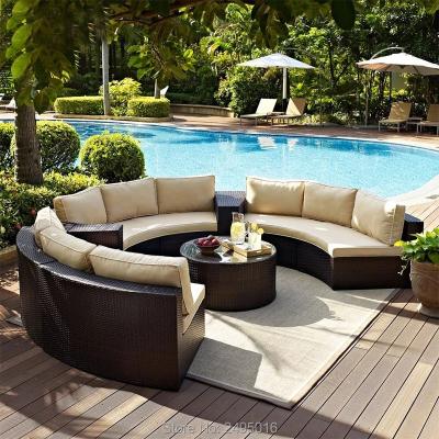 China Popular KD Save Space Sofa Set With Outdoor Cushion Round Sofa For Hotel for sale