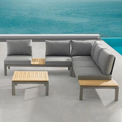 China KD Save Space Factory Price Sofa Set With Outdoor Cushion Teak Sofa For Hotel for sale