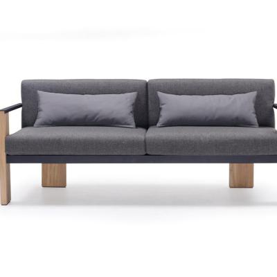 China KD High Quality Space Saving Sofa Set With Teak Wood Armrest Outdoor Aluminum Sofa for sale