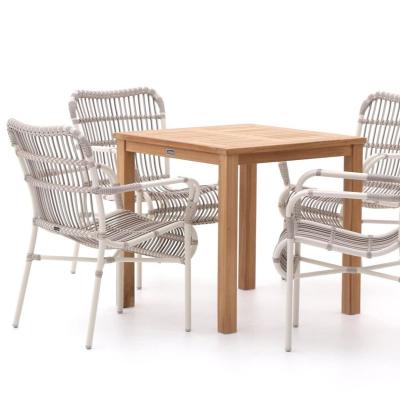 China KD Space Saving New Design Dining Set With Teak Wood Dining Table Outdoor Dining Set For Hotel for sale