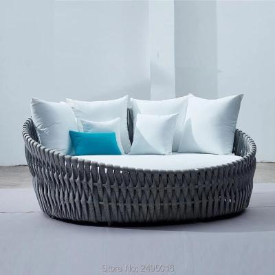 China This sofa chair is made of new arrival Bali weaving way frame professional rustproof aluminum patio outdoor folding bed for sale