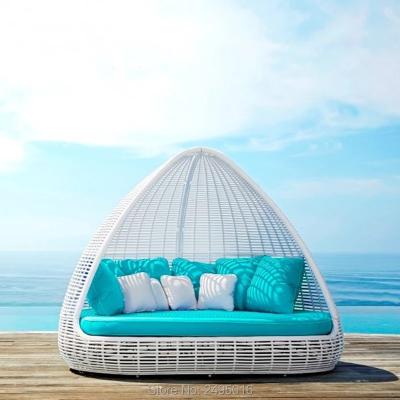 China This sofa chair is made of popular anti-rust aluminum frame design rattan weaving with cushion sofa outdoor folding bed for garden for sale