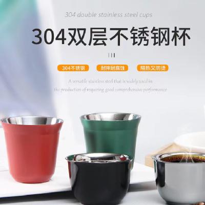 China Double 304 Stainless Steel Double Layer Insulated Coffee Mugs for sale